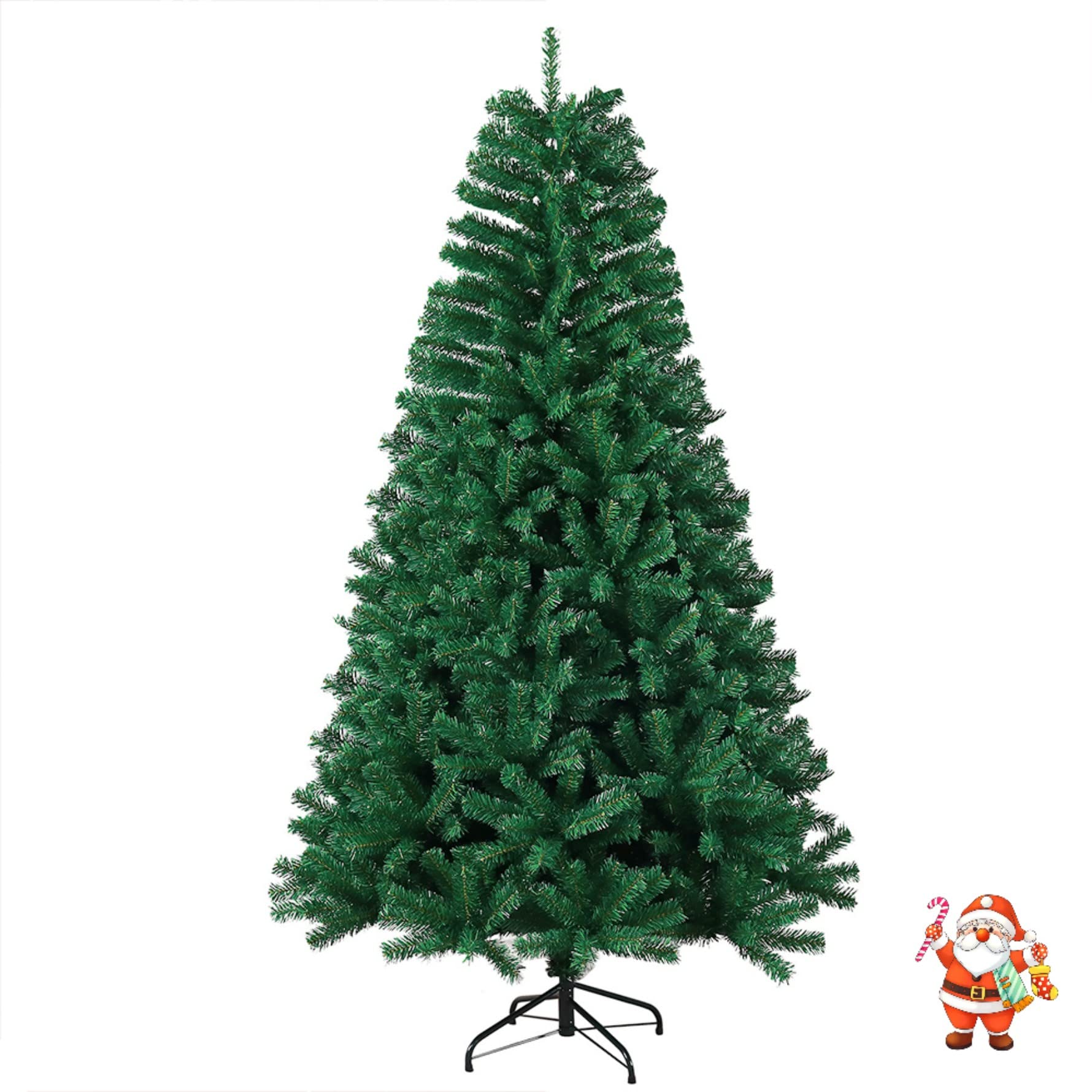 Árbol de Navidad Artificial Verde, 180cm, decoración de Navidad inflameable,Árbol de Navidad Frondoso con sporte metálico (1.8M800-verde)