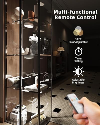 Miniatura 6 de Luces de disco recargables con control remoto, 1600 mAh alimentadas por batería, luces LED adhesivas para armario, luz magnética de grifo, pantalla