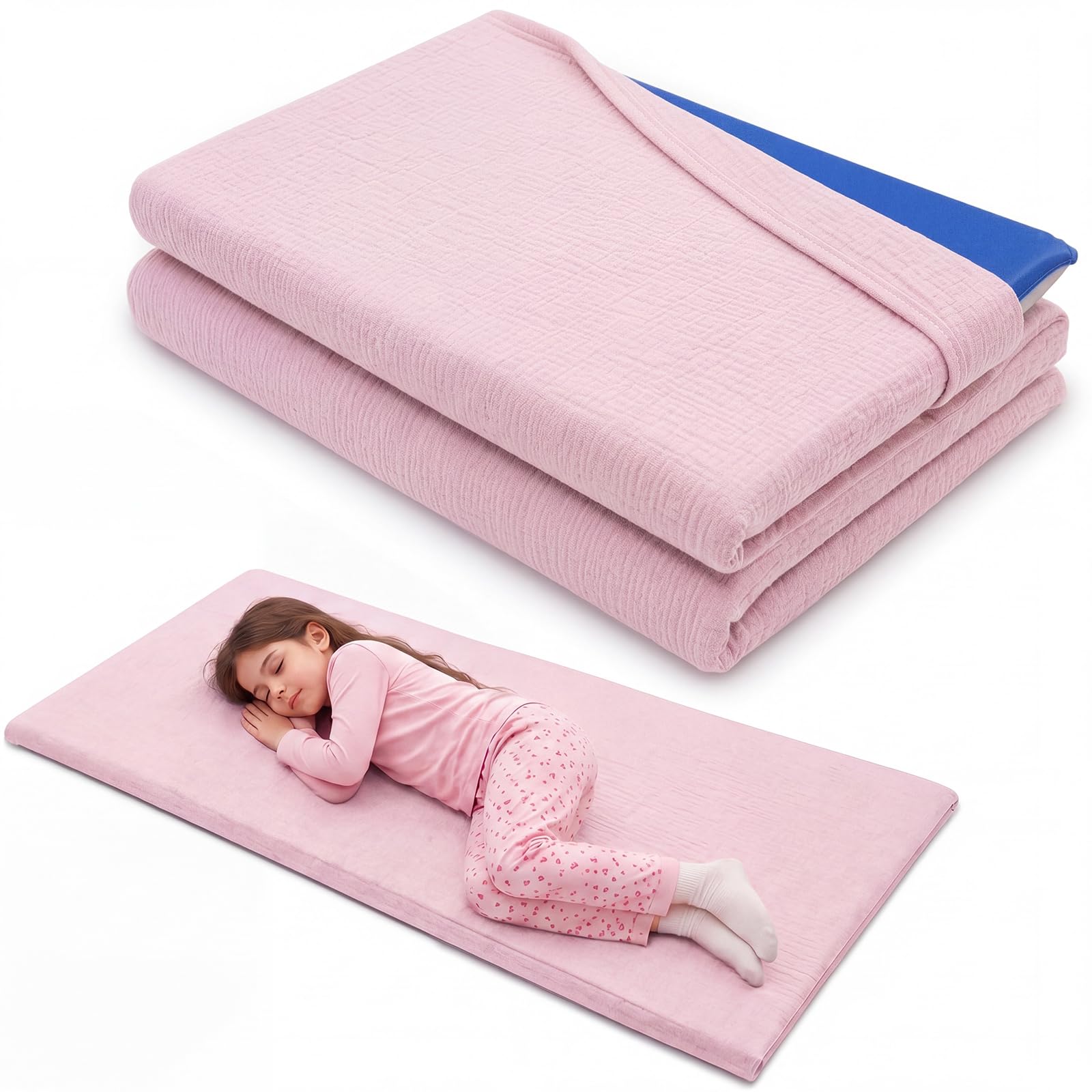 Gilprop Pink Muslin Nap Mat Cover for Kids Girls Boys in Flap Design