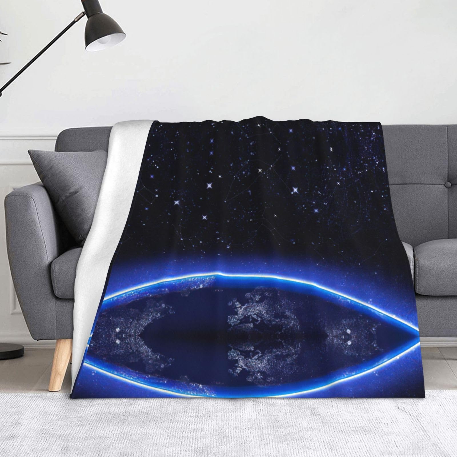Couverture légère et respirante en flanelle bleue constellation douce microfibre
