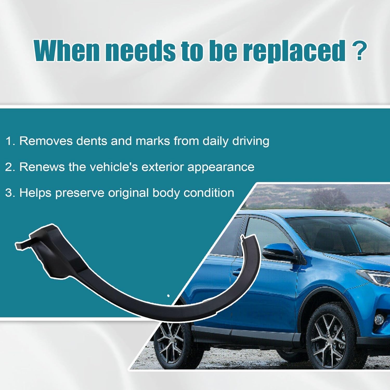 GXARTS Black Right Side Rear Fender Molding Trim 756050R060 Compatible with Toyota RAV4 2016 2017 2018