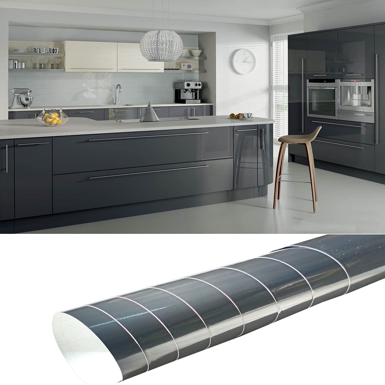 Cosmos Star™ Dark Grey Glossy Wallpaper Shiny Grey Peel and Stick Wallpaper Self Adhesive & Waterproof Wallpaper Suitable for Kitchen,Shelf Drawer, Bedroom. (24 x 100 inch) (B0BF573DYD) Amazon Price History, Amazon Price Tracker