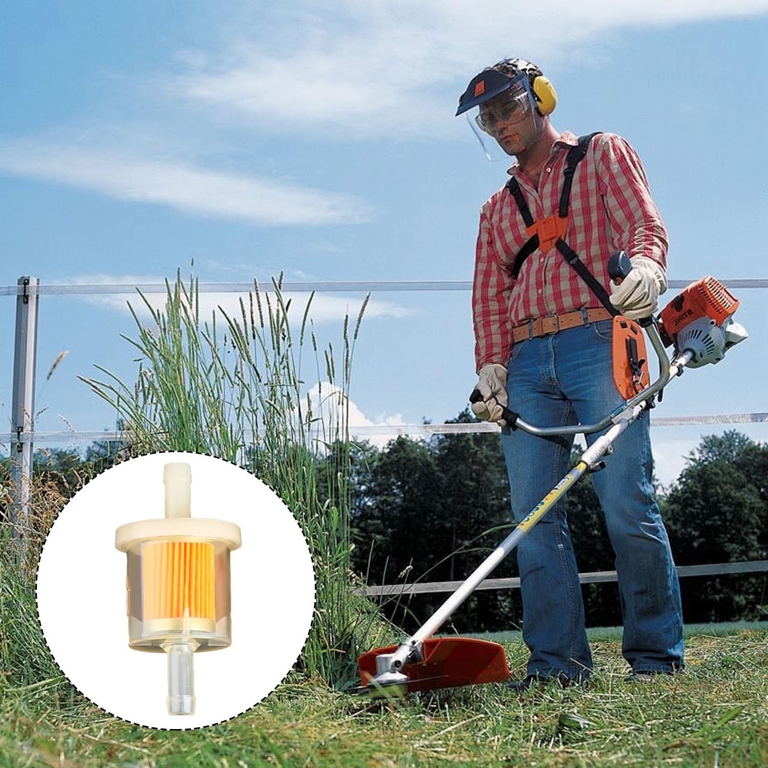 Ape Racing Inline Fuel Filter Universal Fuel Filters For Small Engine Motorcycle Lawn Mower (Pack Of 2) Replace 691035 49019-0027 AM108356