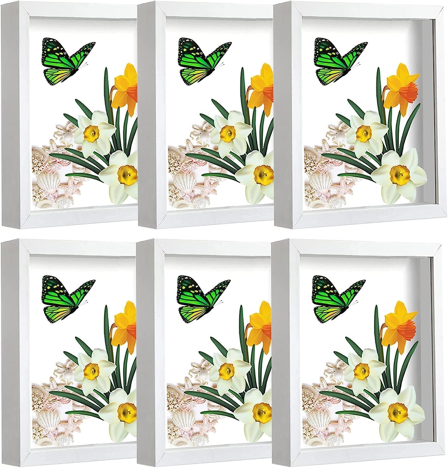 Shadow Box Frame in White, 6 Pieces 5*7" Quare Shadow Boxes Picture Frame,Shadowbox