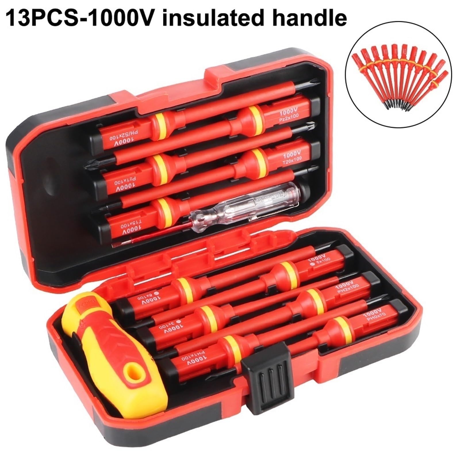 For utensili manuali da elettricista, set di cacciaviti con punte a taglio Phillips isolate, multifunzionale, 13 pezzi, cacciavite magnetico 1000V Affidabilità Precisione