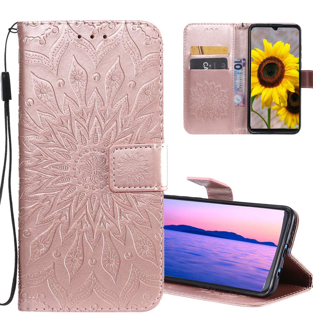COTDINFORCA Case per Oppo A52 Custodia Cover Flip Goffratura Girasole