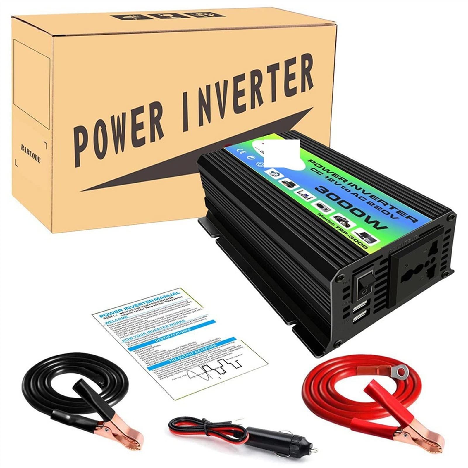 Onduleur à onde sinusoïdale modifiée 3000w 12V 220V convertisseur voiture