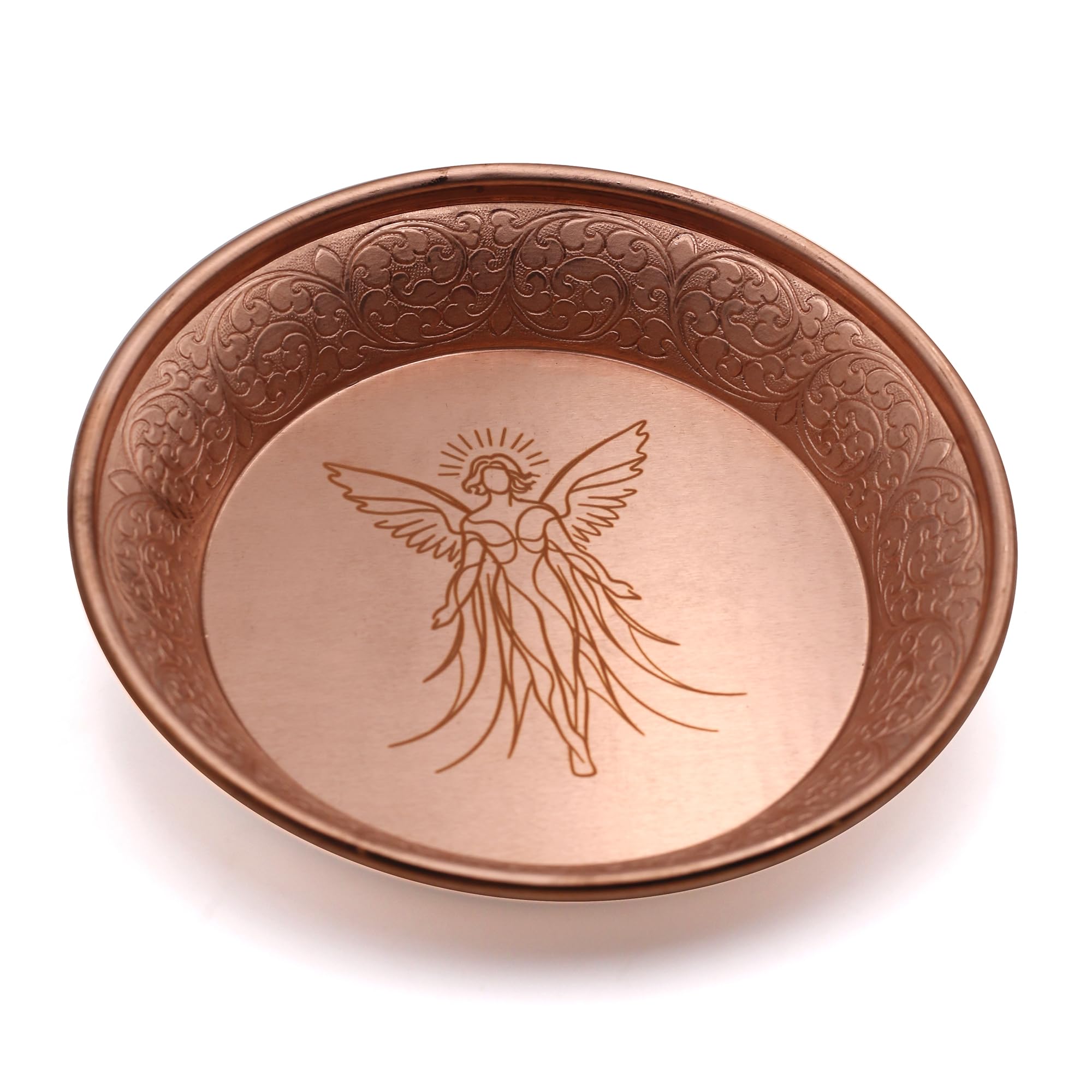 Amitofo Copper Offering Prayer Ritual Bowl Plate - Great for use Witches Meditation,Smudging, Incense,Candle Dish, Ash Catcher,Jewelry Dish (New Metatron)