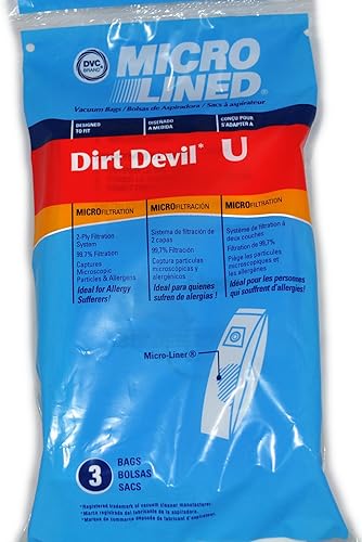 Dirt Devil Bolsas para aspiradora microfresca tipo U paquete de 3 3920750001 3 unidades el paquete puede variar