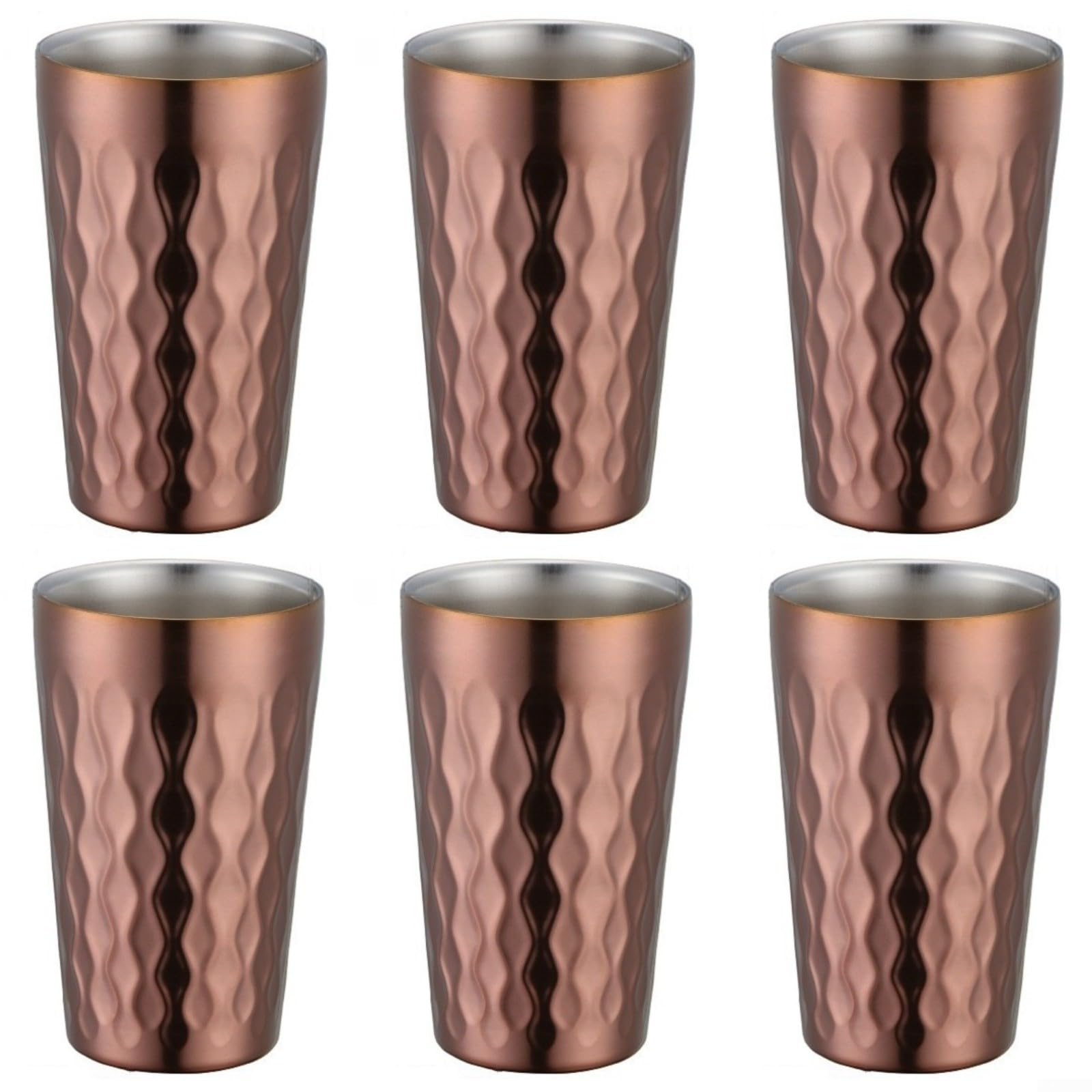 6 Stück Edelstahl Trinkbecher 330Ml Doppelwandig Stapelbar Wärmeisolierend Robust Leicht Zu Reinigen Für Reise Und für freizeit Gold(Gold)