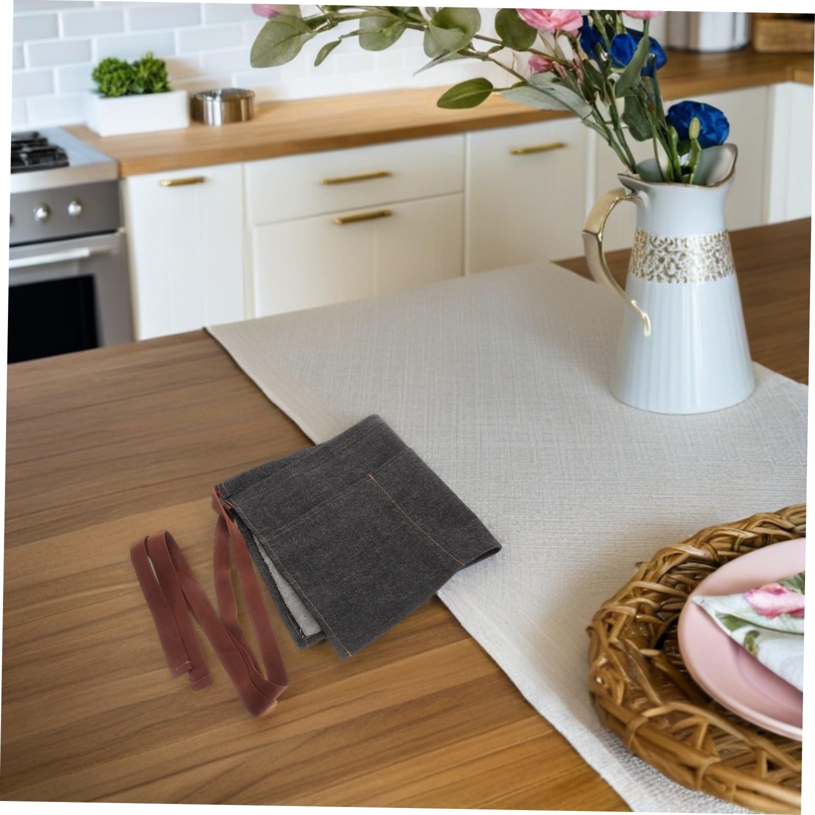 2 Pezzi Grembiuli Cameriera Vita in Denim con Mezza Regolabile per Uomini Donne Ristorante Cucina Bbq Comfort e Facilità di Pulizia