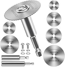 FOTYBEI Rotary Drill Saw Blade, 6pcs HSS Circular Saw Blades Cutting Discs, 1pc 1/4" Hex Short Shank, 1/4" Hex Long Shank, for Cutting Wood PVC Pipe Plastic Soft Metal