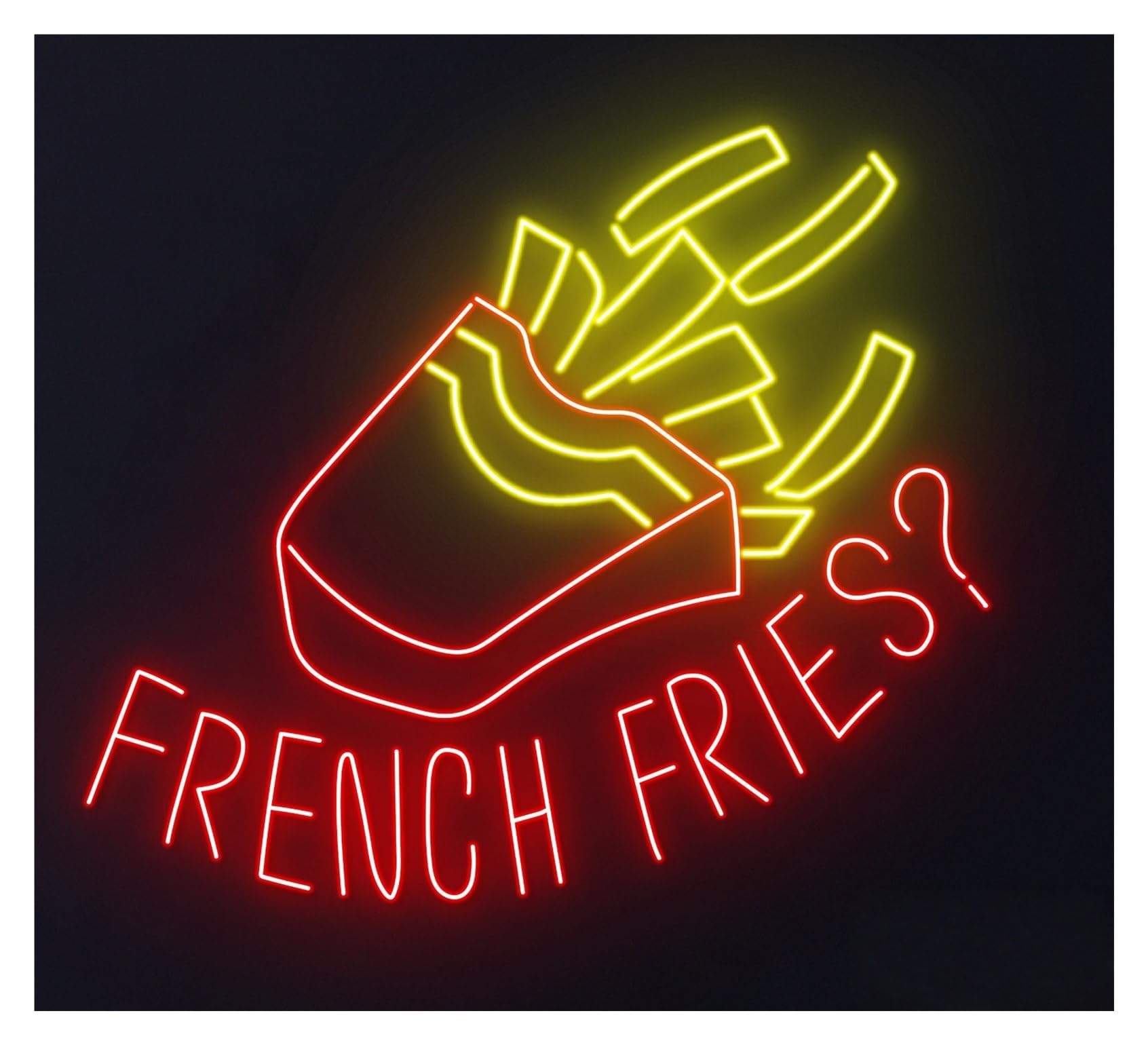SHOUXI Sign Lamp French Fries Neon Sign Fast Food Shop Restaurant Wall Room Decor 55cm