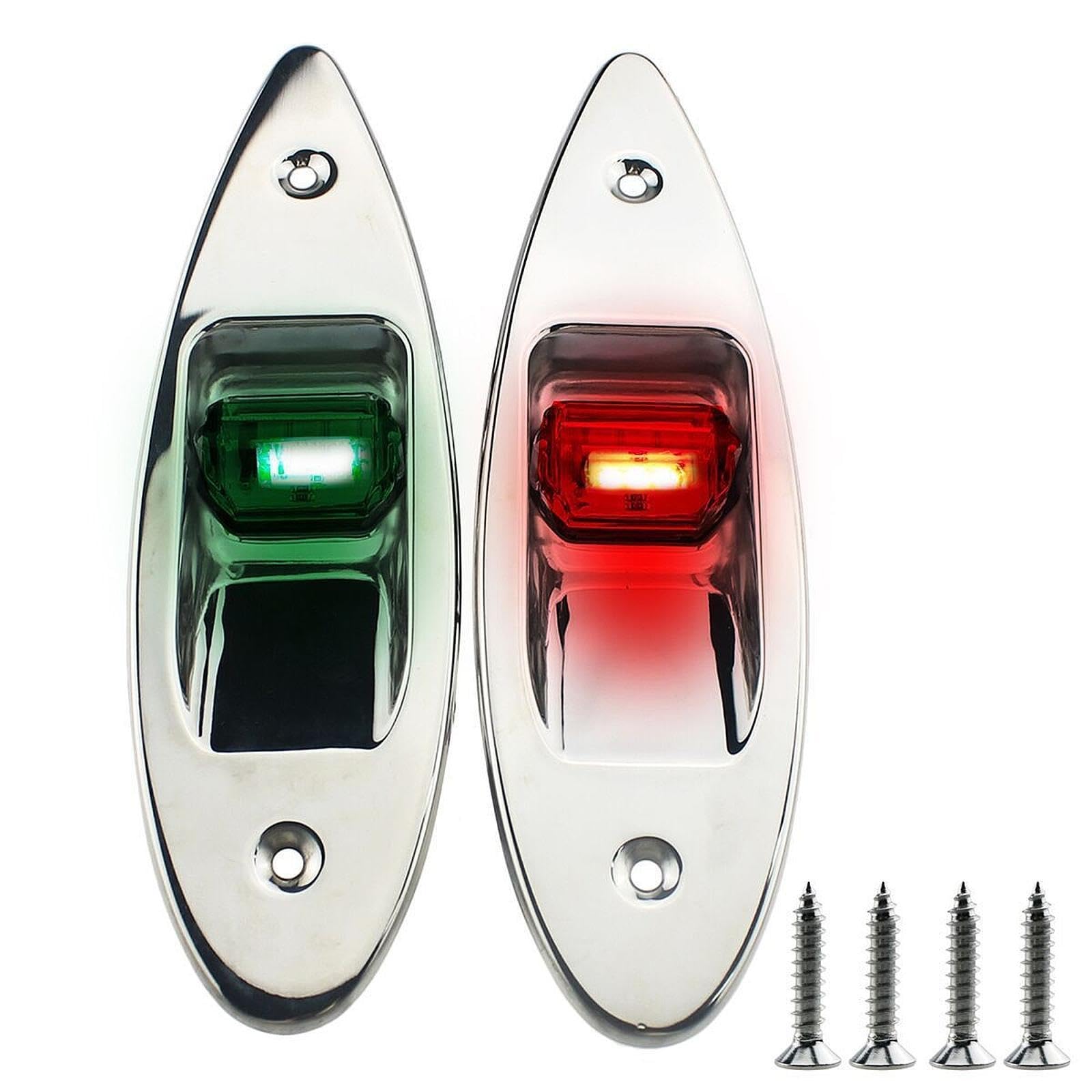 2 Luci di Navigazione Marine per Imbarcazioni, in Acciaio Inossidabile, Resistenti, di Ricambio, Professionali, 1,5 W, 12 V.