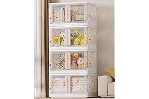 100 GAL Stackable Clear Plastic Storage Bins with Lids, Doors & Wheels by Haixin Home