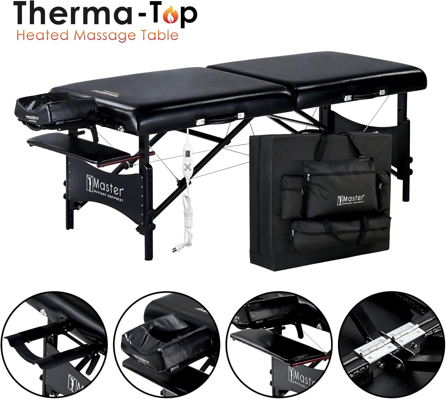 MASTER HEALTH PRODUCT 30” Galaxy Therma Top Portable Massage Table for Professional& Home Use, Adjustable Height Travel Massage Bed, Salon Beauty Spa Tattoo Lash Bed with Bag