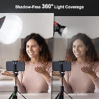 Vista 4 de GVM Kit de luz LED de video 65000Lux/m, luces de estudio de 300 W con caja de luz de linterna, iluminación de video regulable de 2700-6800K