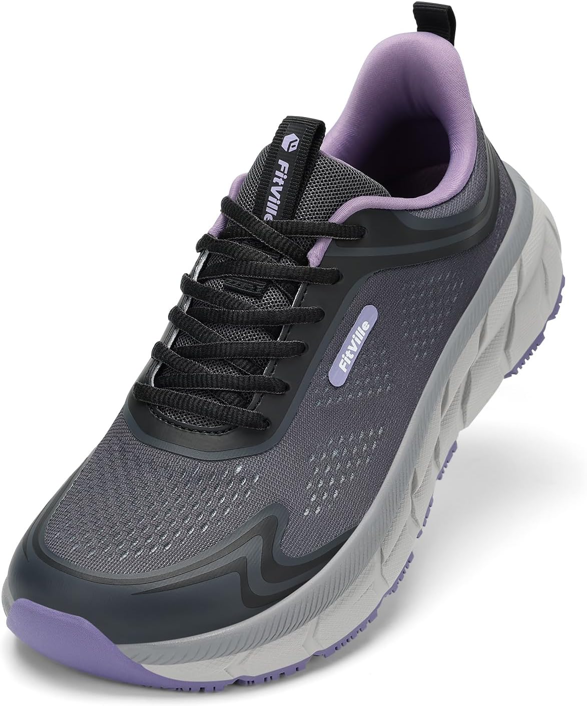 FitVille Women's Wide Toe Box Walking Shoes Breathable Sneakers Non-Slip Athletic Tennis Running Shoes for Swollen Feet Heel Pain Relief - FlowCore V6