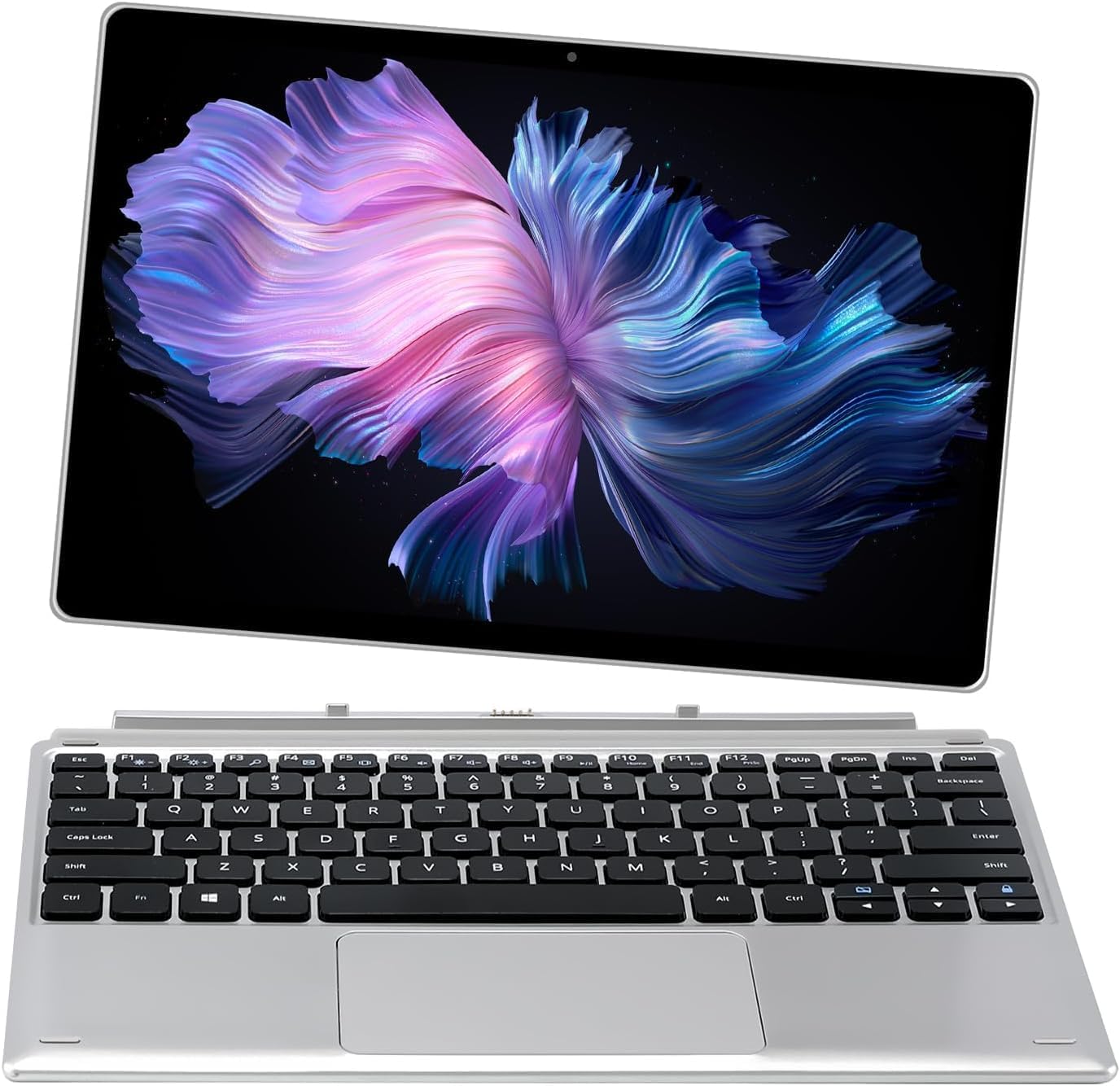 VGKE 2-in-1 Touch Screen Laptop, 12.3" 3K IPS Tablet PC with Magnetic Keyboard, Celeron J4125, Up to 2.7Ghz, 8GB RAM, 256GB SSD, USB Type-C, Webcam, Silver