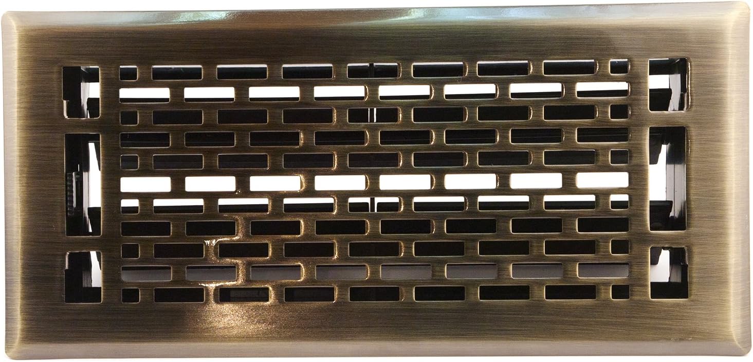 Lіmіtеd Stосk Accord AMFRABMA410 Manhattan Floor Register, 4-Inch x 10-Inch(Duct Opening Measurements), Antique Brass