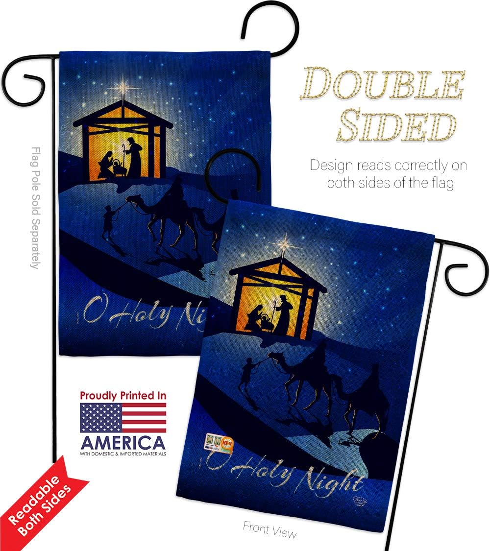 Star of Bethlehem Burlap Garden Flag Winter Three King Religious Holy Family Season Wintertime Christian Small Decorative Gift Yard House Banner Double-Sided Made in USA 13 X 18.5