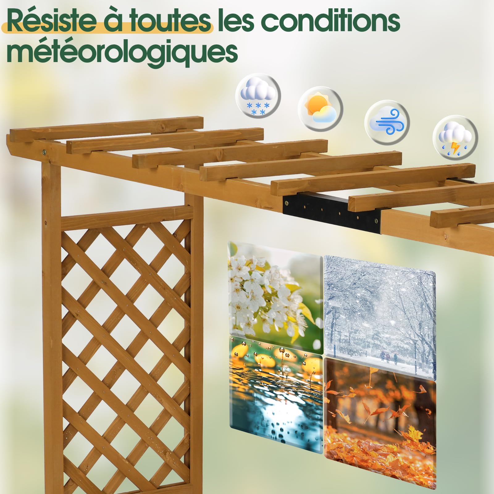 LEADZM Jardinières surélevées pour balcons, jardinière avec Treillis pour Jardins - pour Plantes grimpantes, légumes, Fleurs, extérieur (Version étendue(200 x 45 x 113 cm))