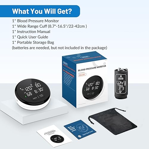 Miniatura 7 de Monitor de presión arterial monitores automáticos para el brazo superior para uso doméstico, puño ajustable de 8.7 a 16.5 pulgadas con función de