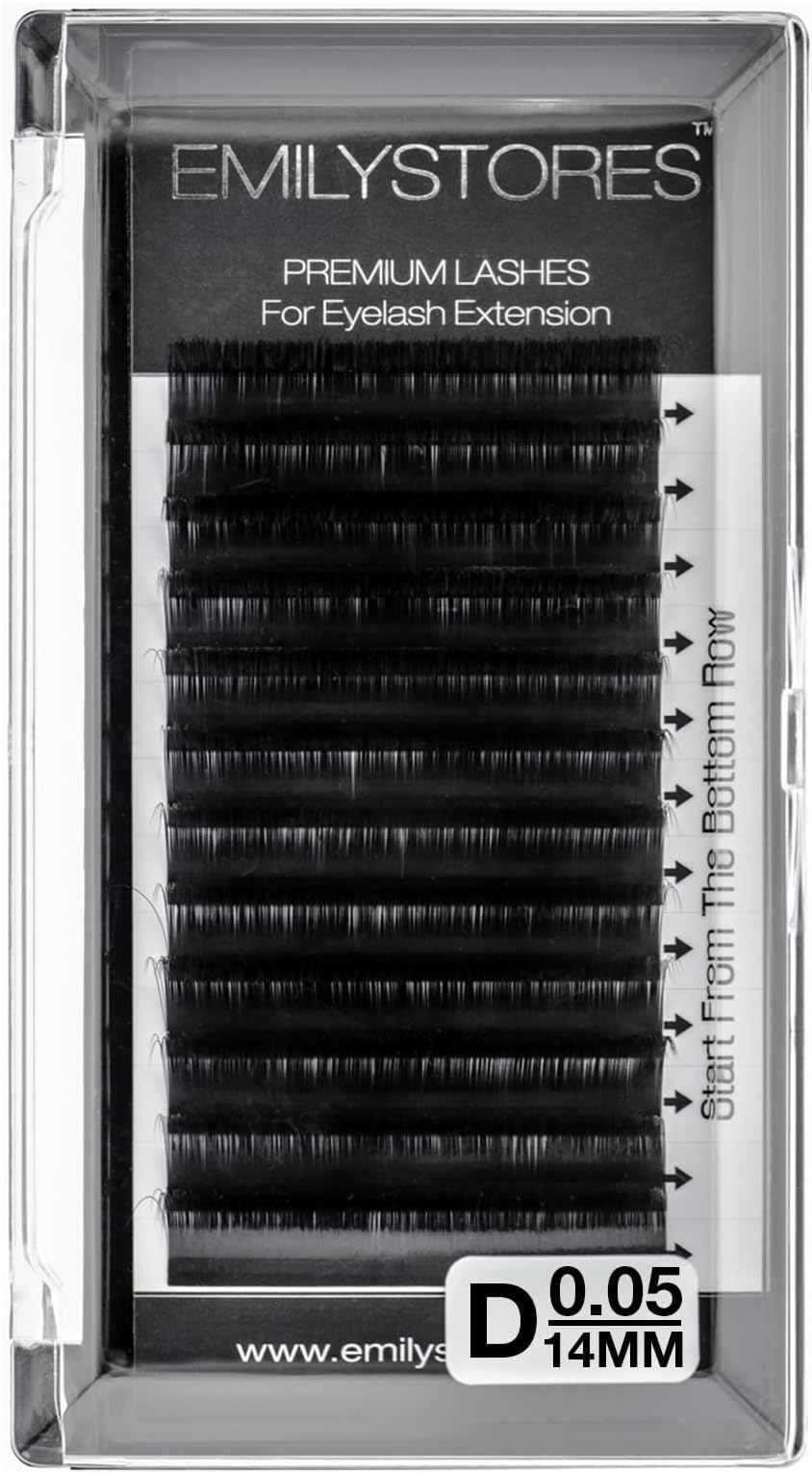 Eyelash Extension 0.05mm Thickness D Curl Length 14mm Individual Rapid Blooming Volume Eyelash For Easy Fan Lash Extensions, Flower Lashes, Self Fanning Eyelashes, (0.05,D,14mm)