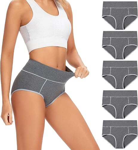 POKARLA - Ropa interior de algodón y con cintura alta para mujer, es suave, es transpirable, son calzones elásticos, con talla regular y