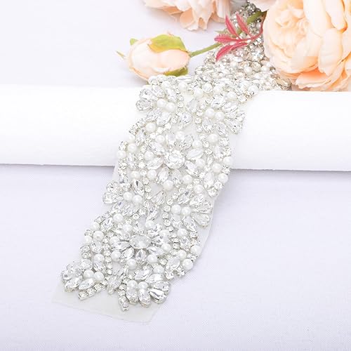 Miniatura 2 de Cinturón de boda con diamantes de imitación cinturón de perlas para boda cinturón de novia con apliques de cristal cinturón brillante para tela de