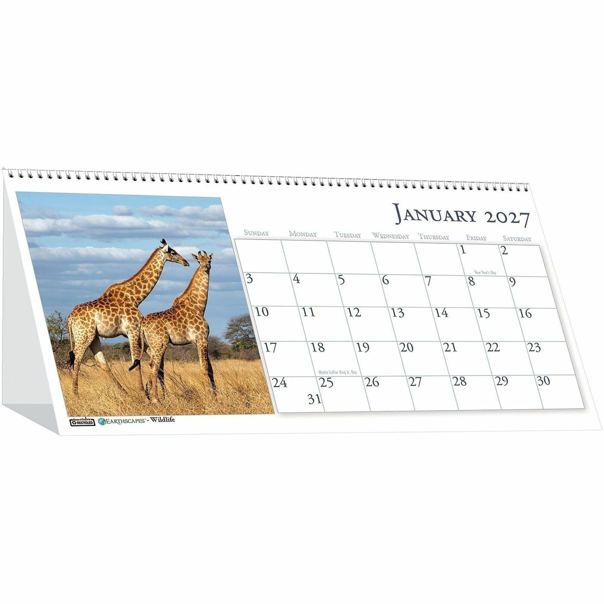 House of Doolittle 12 Month Wildlife Photo Desk Top Tent Calendar, January 2027 to December 2027, 1 Month Single Page Layout, 8.5" x 4.5"