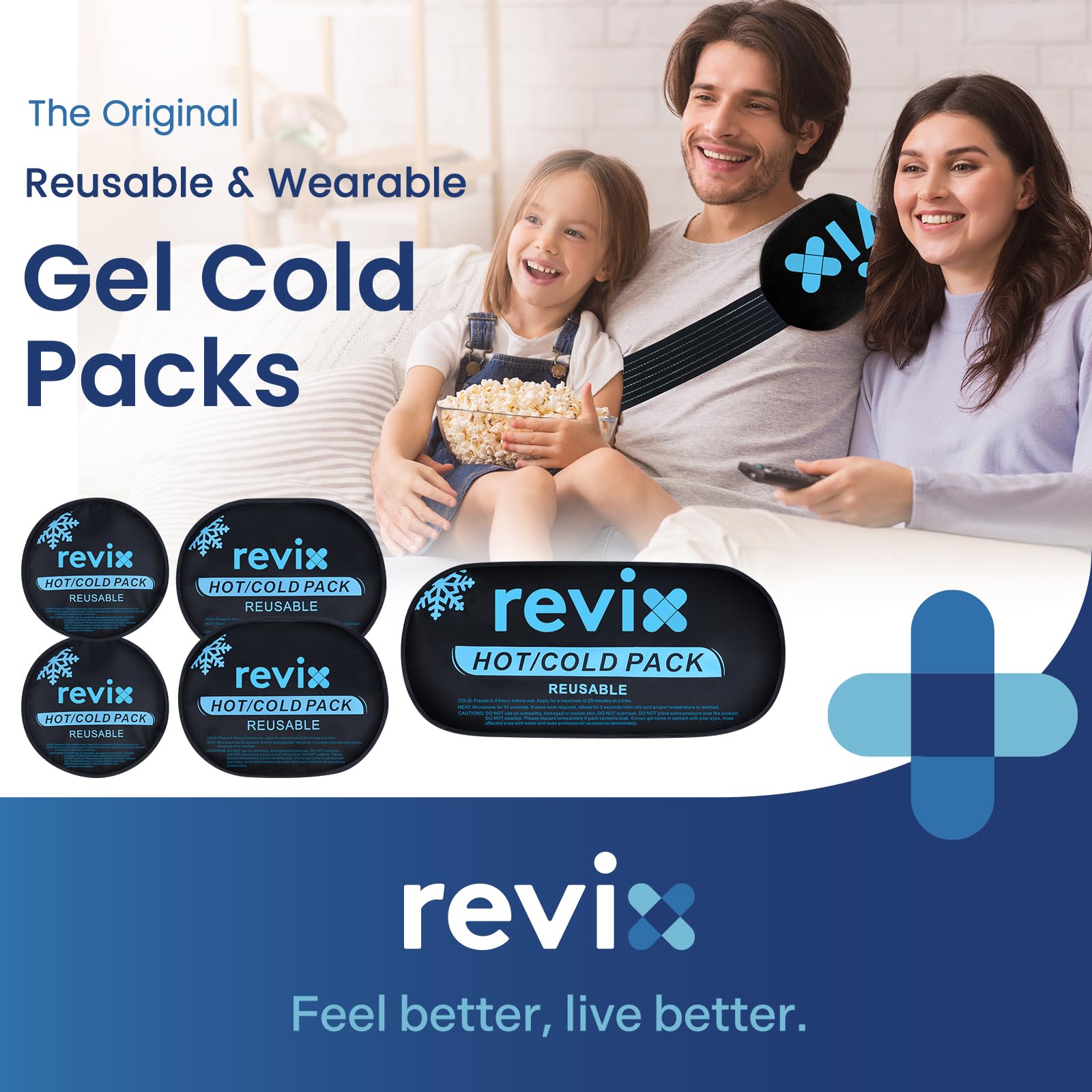 REVIX Ice Packs for Injuries, 5 Pack Hot & Cold Gel for Knee & Back — Amazon image 2