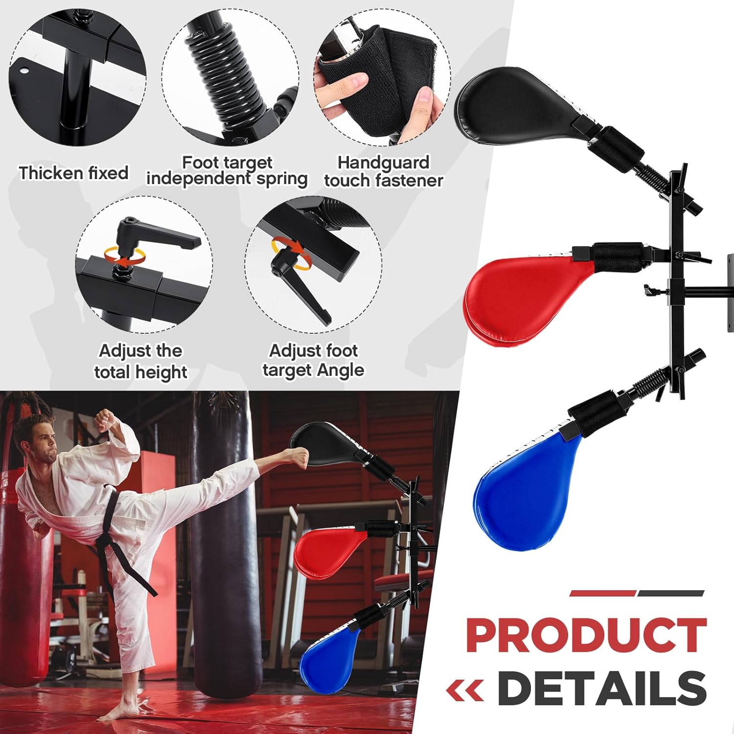 Taekwondo Kick Pads Boxing Pads Taekwondo Karate Sparring Gear Boxing Paddles Kicking Targets Martial Arts Training Equipment with Mounting Bracket for Youth Men