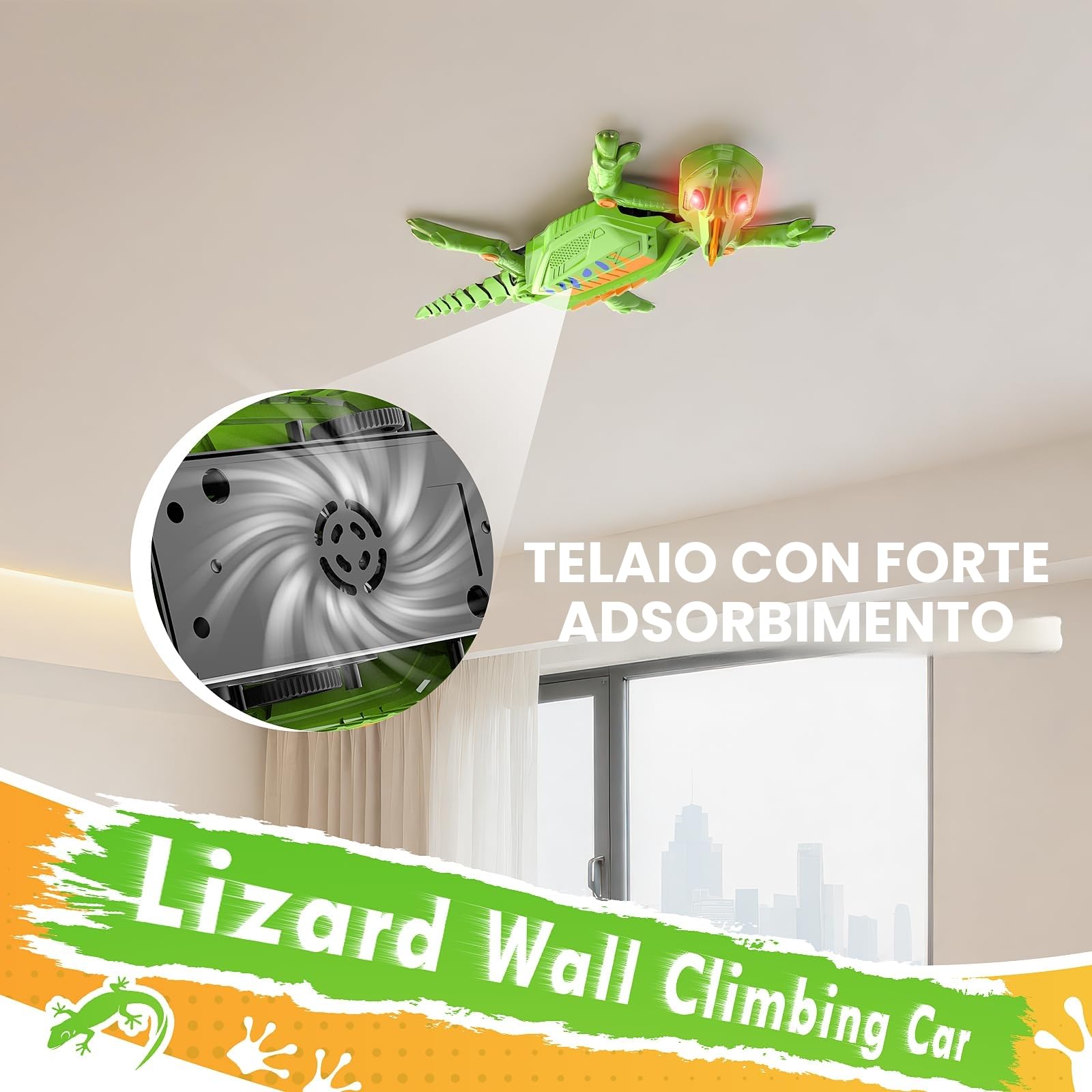 Gerbala Geco Telecomandato, Lucertola Robot Giocattoli, Pareti e Soffitti Scalabili, Lucertola Telecomandata con Occhi LED Luminosi, Movimenti Realistici, Regalo per Bambini Bambine 3+ Anni