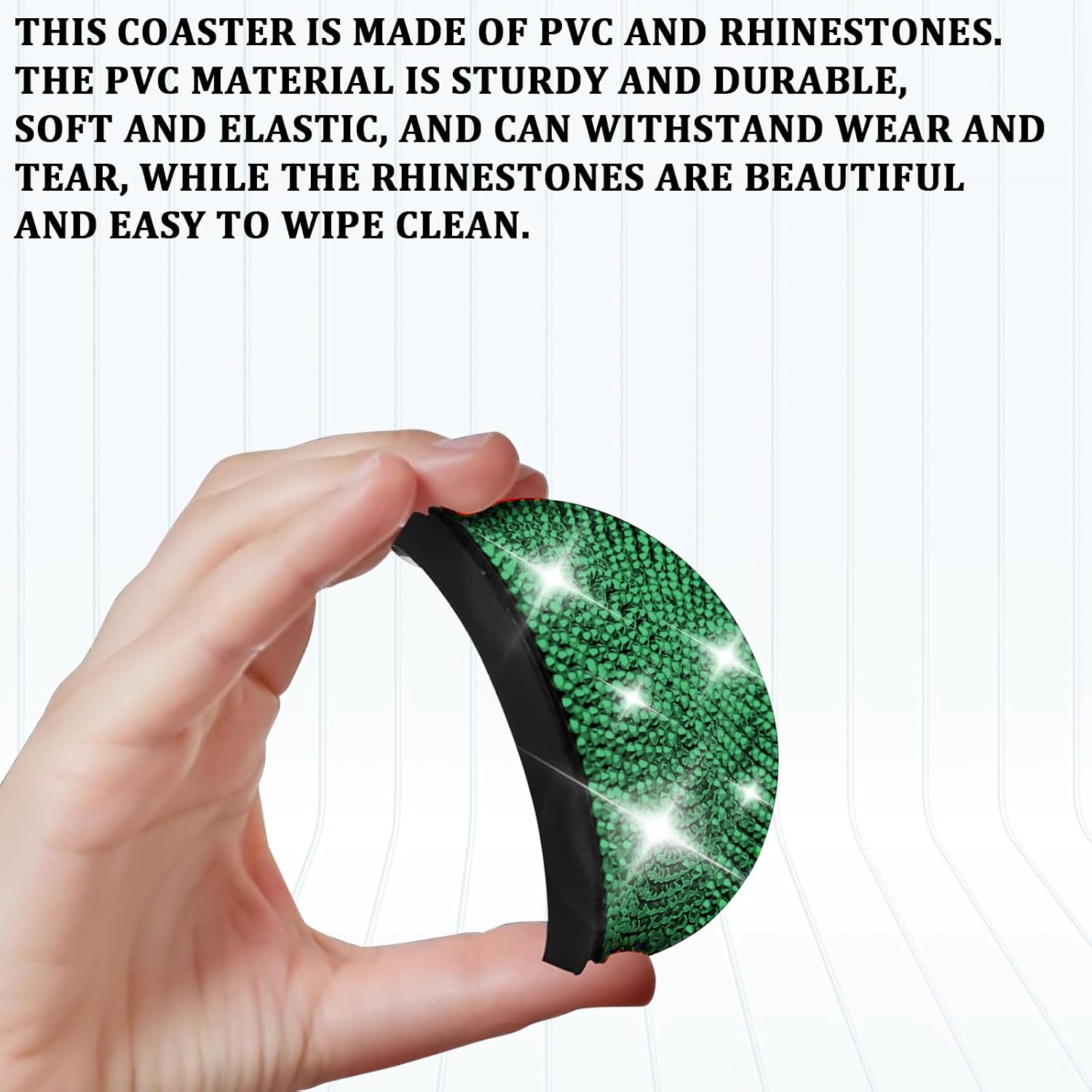 2PCS Bling Car Cup Holder Coasters, Universal Non-Slip Cup Holder, 2.75" Crystal Rhinestone Auto Coasters for RV, SUV, Truck, Universal Interior Decor Car Accessories for Women Girls (Green) image 4