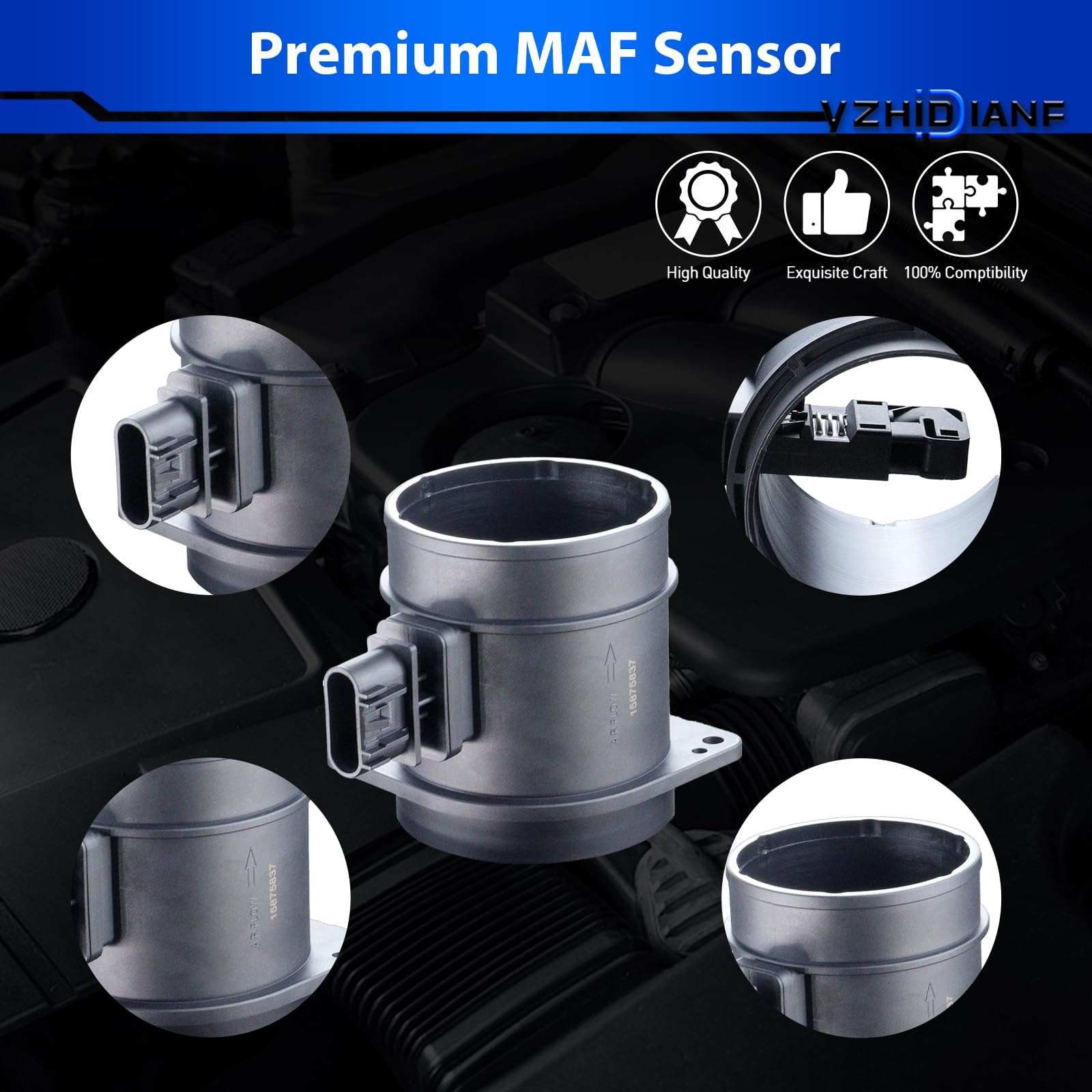 Replacement Mass Air Flow Sensor - Compatible With Chevy Traverse, GMC Acadia, Cadillac CTS, Buick Enclave & More (OE# 15875837)