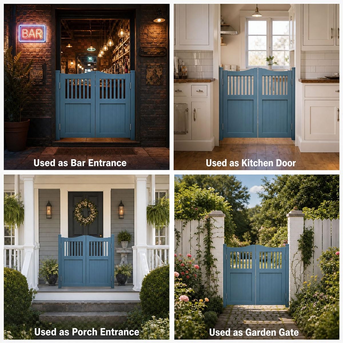 Porte Saloon en Bois avec Charnières Quincaillerie, Porte Battante Double pour Intérieur, 70cm 94cm 114cm 135cm 150cm Porte de Séparation de Bar pour Café, Couloir Entrée, Taille Personnalisable