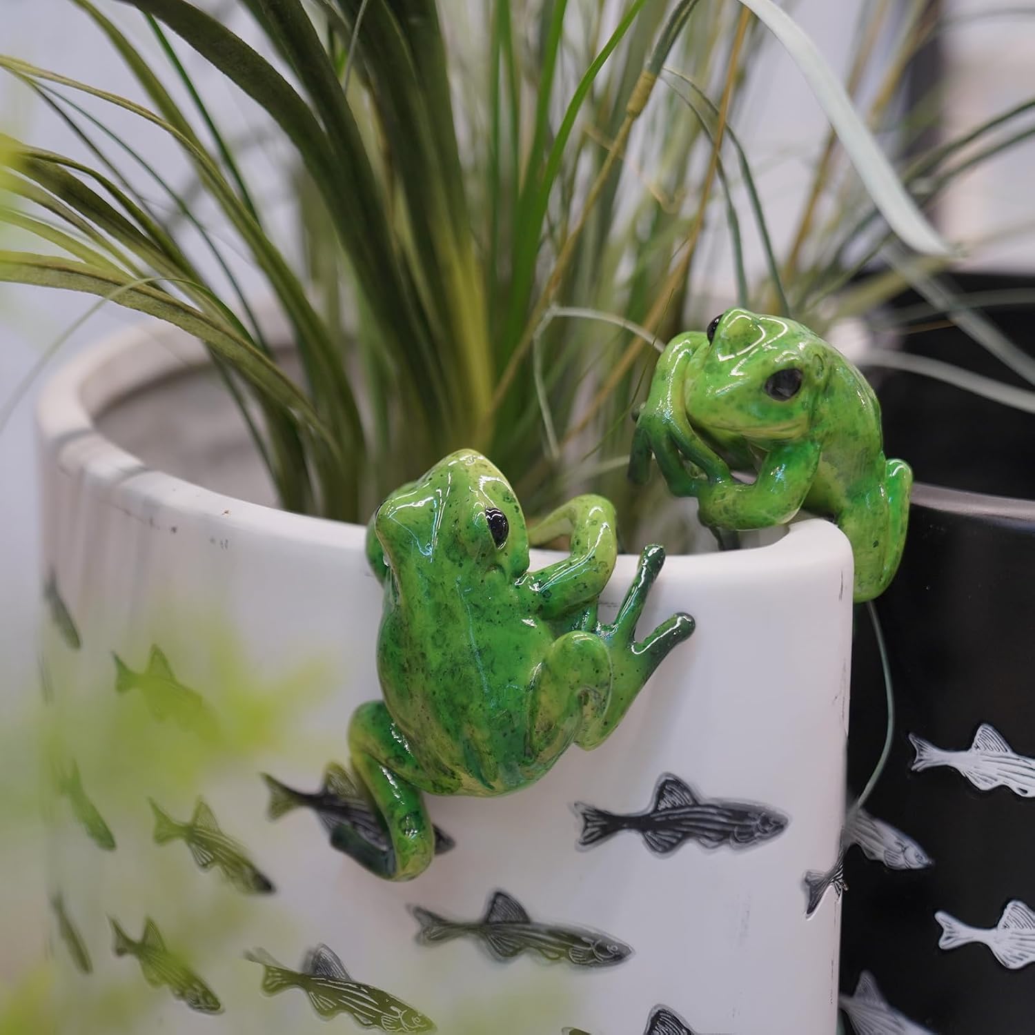 Set 2 Frog Décor Plant Decorations Pots 5.7 * 4.1 * 3.7 inch | Set 2 Cute Resin Fairy Garden Figurine Plant Decorations Cute Resin Fairy Figure Accessories Plant Pot Decorations - view 3