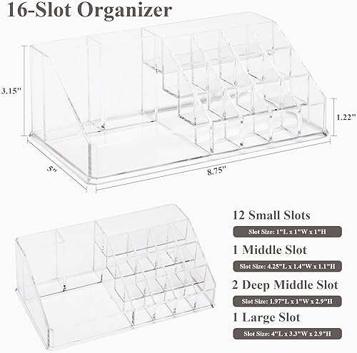 Miniatura 2 de Sea Team Organizador de lápiz labial de plástico acrílico de 16 ranuras, soporte para lápiz labial transparente, caja de almacenamiento de