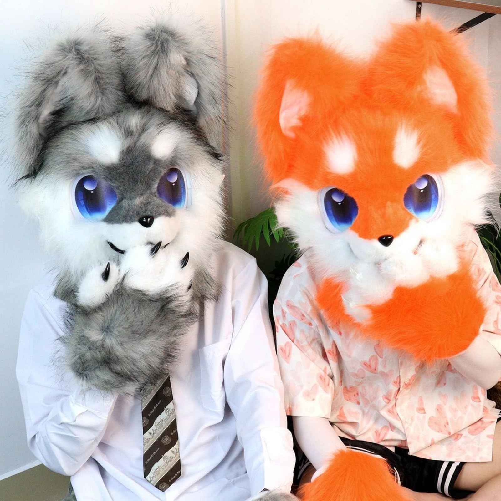 Fursuit Mascotte Furry con Testa, Zampe e Coda Fluffose – Ideale per Cosplay e Feste di Halloween