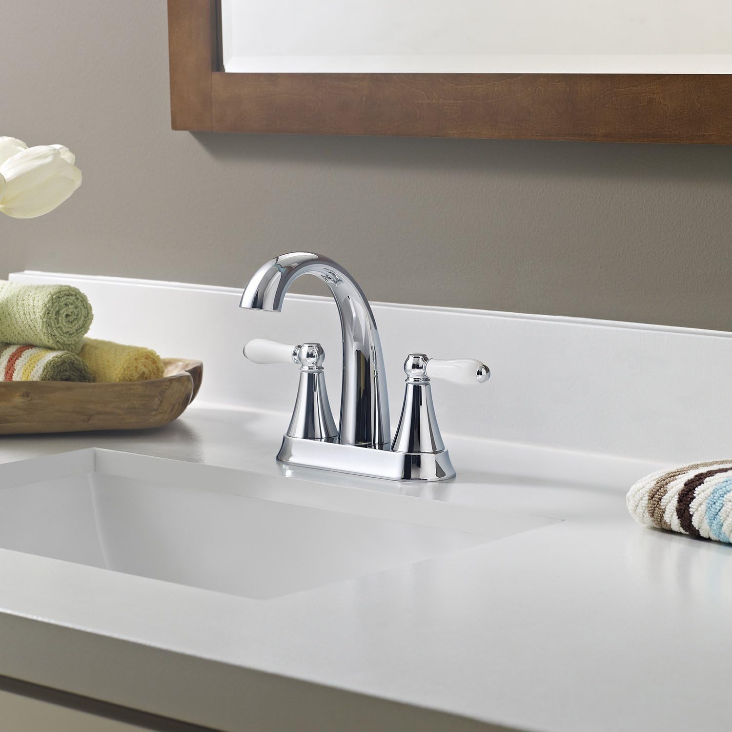Pfister LF048KYCC Kaylon 2-Handle 4 Inch Centerset Bathroom Faucet in Polished Chrome, Water-Efficient Model