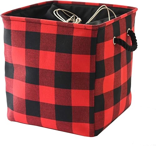 Miniatura 8 de INough Caja de almacenamiento de adornos de Navidad, organizador de decoración navideña, tejida con hilo voluminoso, cesta de Navidad para niños,