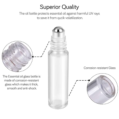 Miniatura 45 de PrettyCare Paquete de 60 botellas de rodillo de aceite esencial de 0.3 fl oz con bola de rodillo de acero inoxidable – a granel recargable a prueba