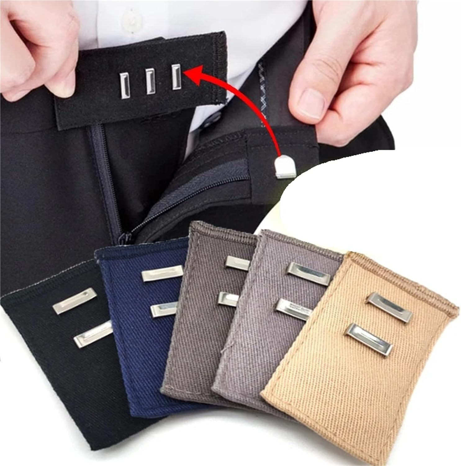 Waistband Extenders 20 Set Waistband Extension Buckle Elastic Adjustable Buckles Pregnant Fat Pants Stretchable Button Solid Color Scalable Multiple Suit(Navy)