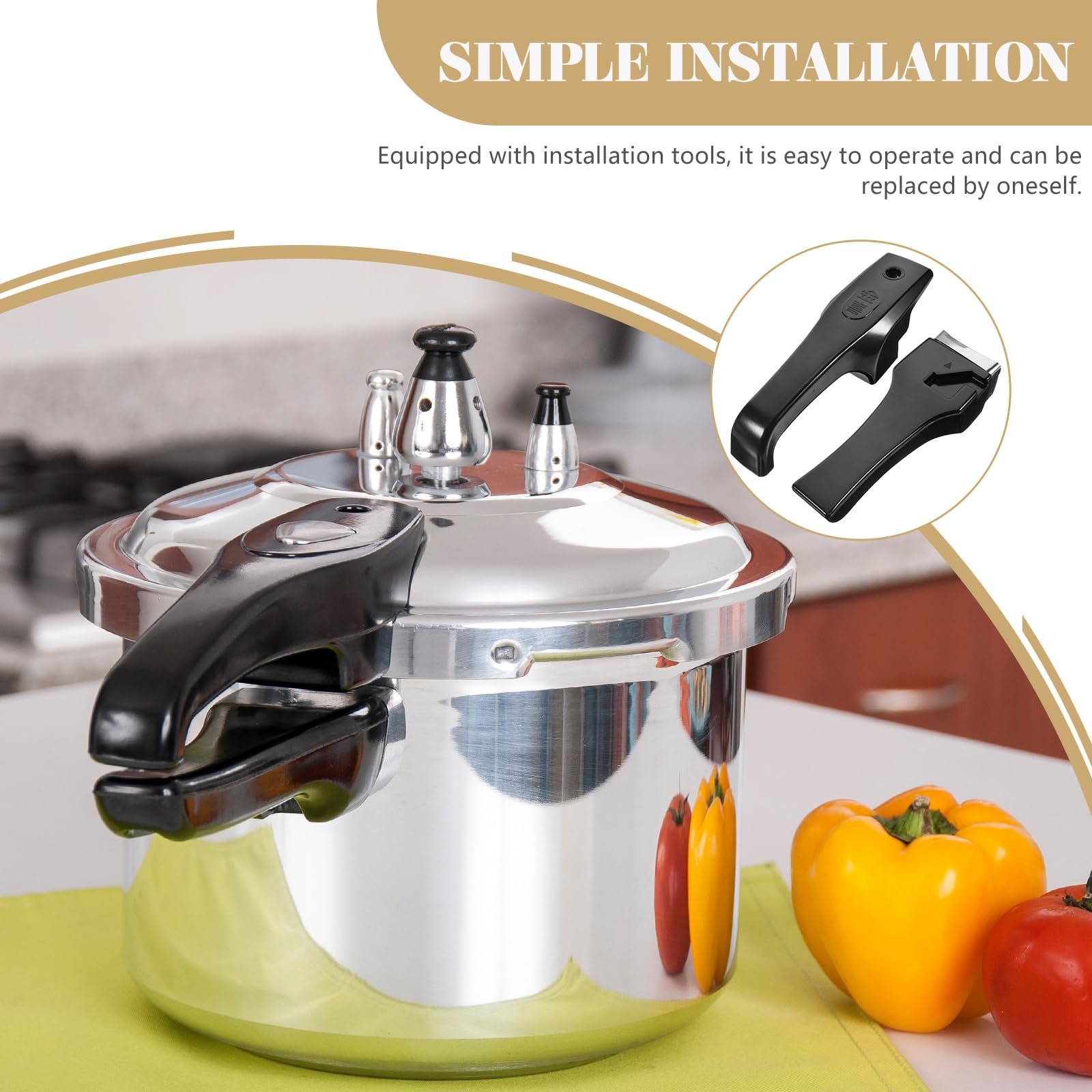 HOMSFOU 1 Pair black handles pressure cooker handle pressure cooker replace handle cookware universal handle for replacement pot accessory high pressure pot cover pot accessories pan grip - Image 3