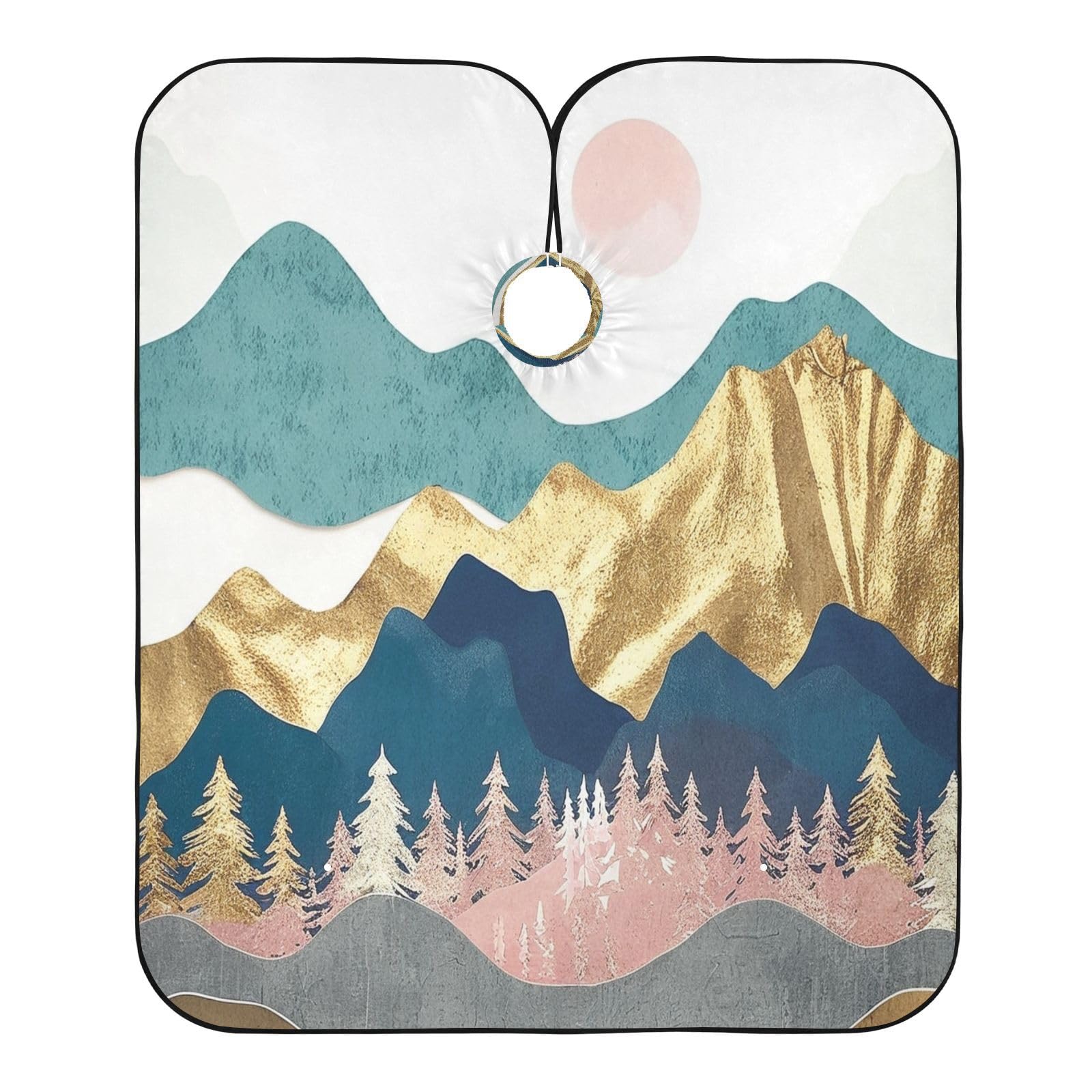 Kigai Hair Cutting Cape for Men & Women Watercolour Mountain Waterproof Barber Cape Professional Hairdressing Salon Styling Cape with Adjustable Closure Snap