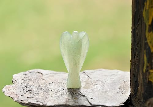 Miniatura 7 de Crocon Figura de ángel de bolsillo tallada a mano de jade verde, guardián de la paz, estatua curativa de buena suerte, generador de energía, regalo