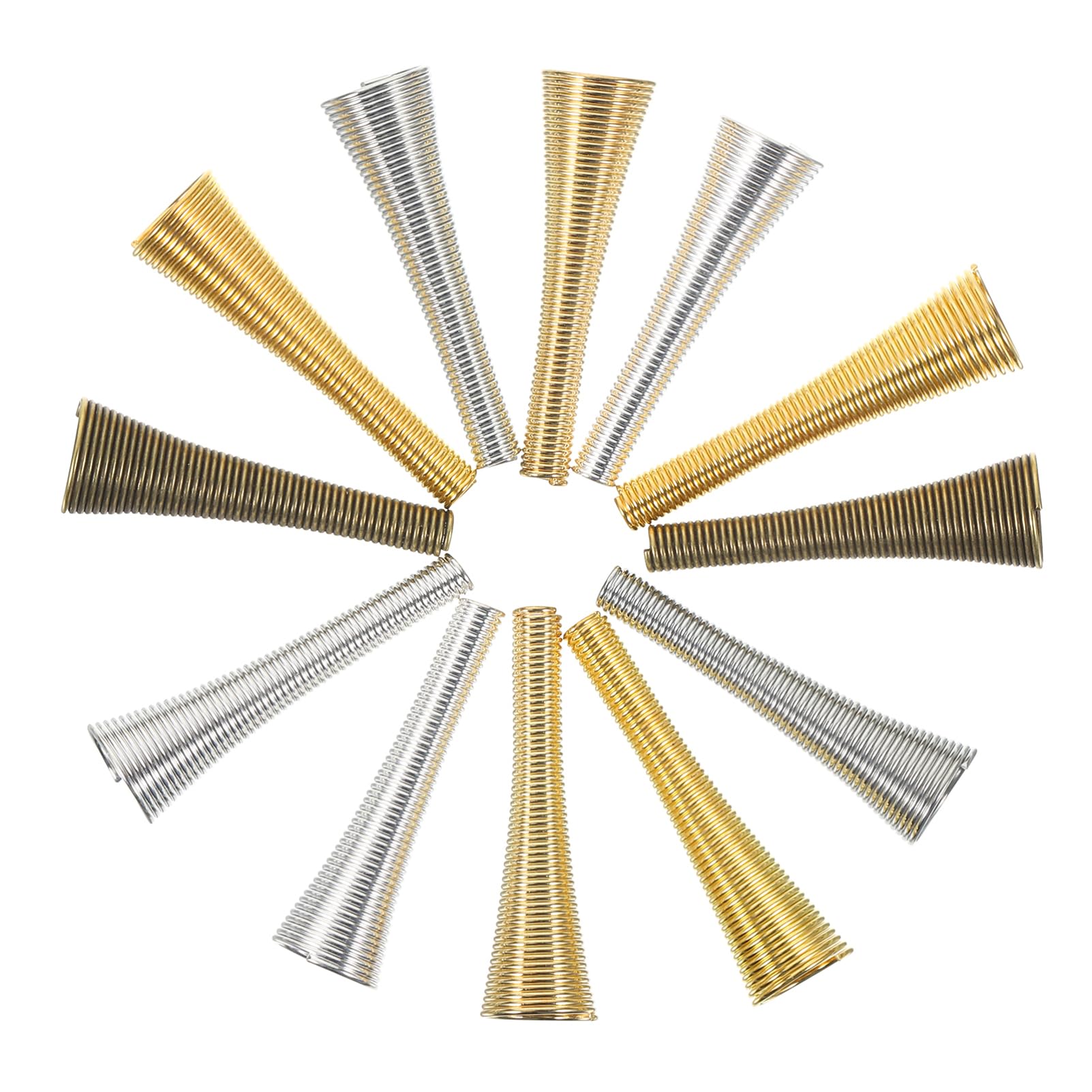 ERINGOGO Jewelry Bead Caps Set 60pcs Metal Bead End Caps DIY Spring Cone Necklace DIY Supply