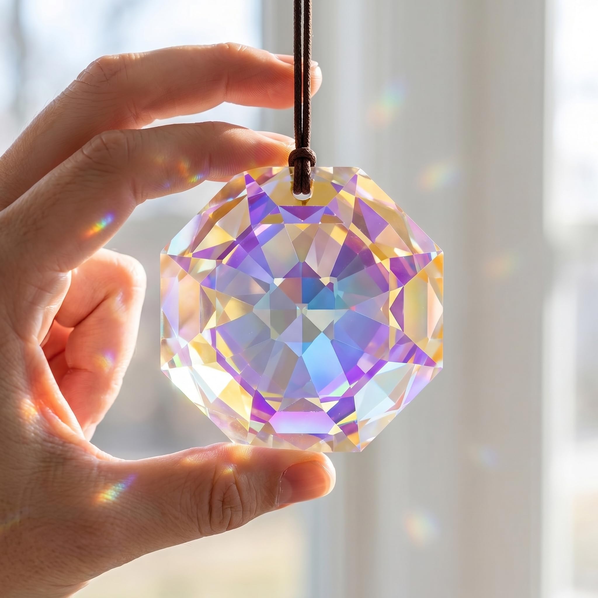 76mm Prismas para Ventana, Suncatcher Cristal, Cristal Colgante, Atrapasueños de Cristal Facetado, Atrapasueños Cristals Grande, Atrapasoles Colgantes de Cristals, para Jardines, Ventanas