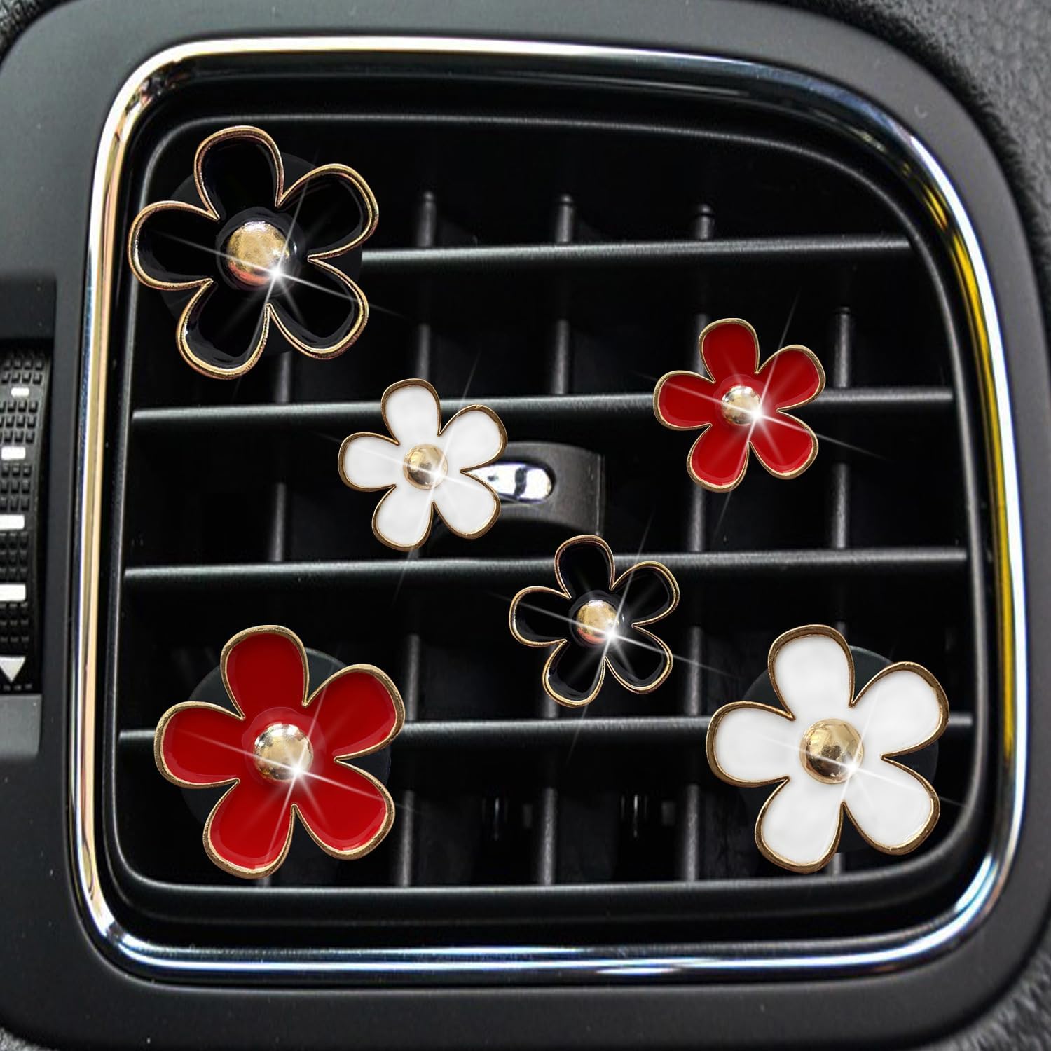 6 Pcs Daisy Flower Car Air Vent Clips, Car Decor with Fragrance Pads